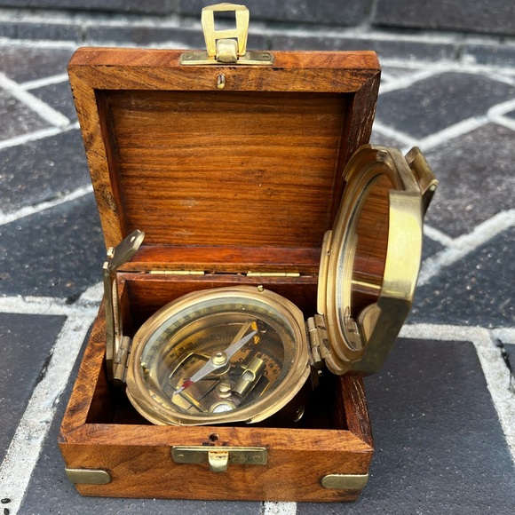 Ross London All Brass Nautical Compass with Natural Sine Conversion